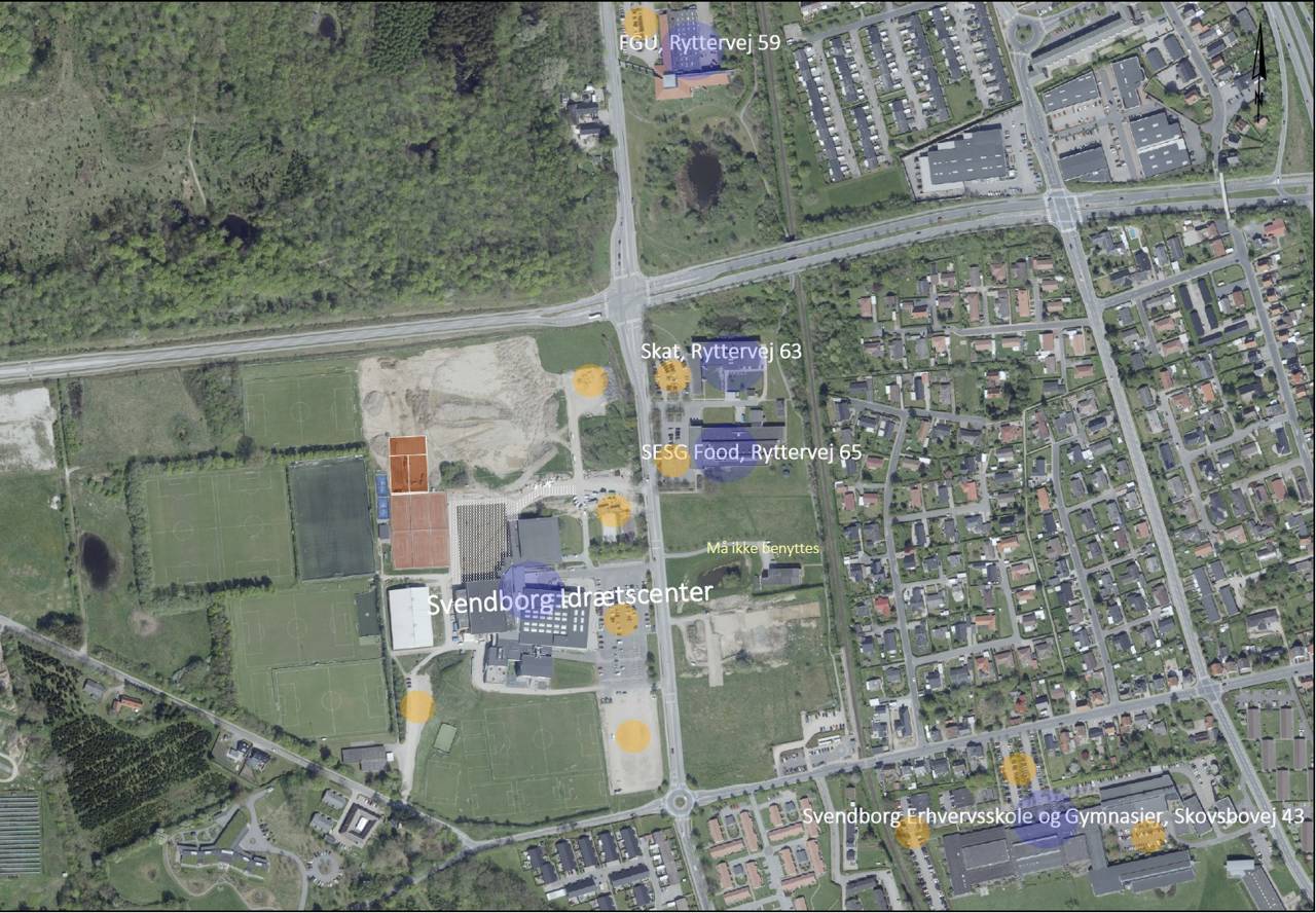 Illustration parkering omkring Svendborg Idraetscenter