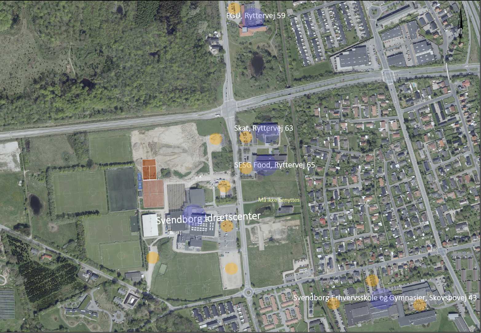 Illustration parkering omkring Svendborg Idraetscenter